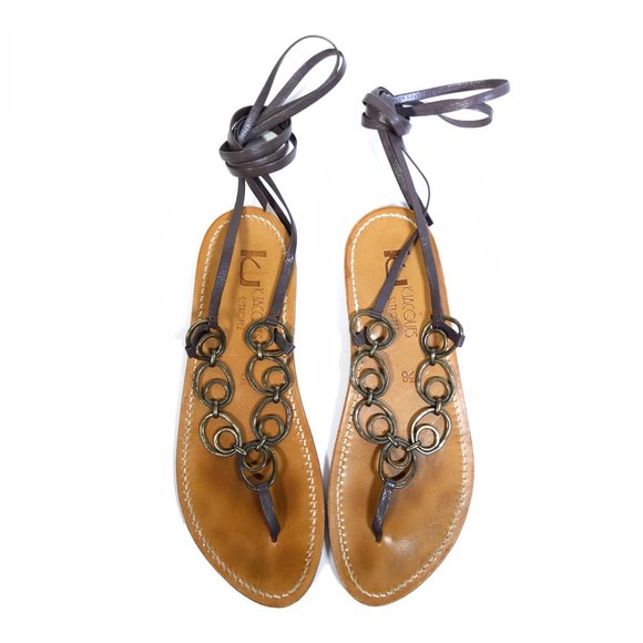 K. Jacques Sandals Chain Ankle Wrap Sandals - Picture 8 of 10